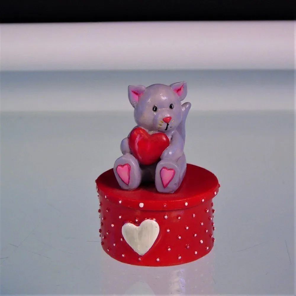 Red Trinket Box Teddy Bear Valentines Heart